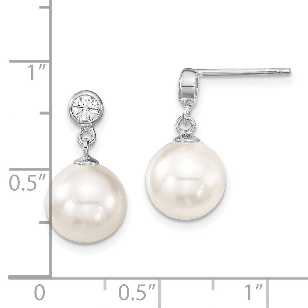 Majestik Shell Pearls Earrings White Pearl and Cubic Zirconia Dangle Earrings