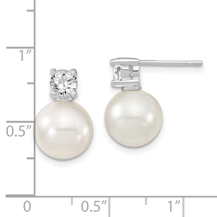 Majestik Shell Pearls Earrings White Pearl and Cubic Zirconia Post Earrings