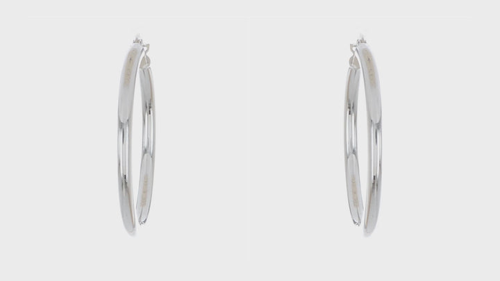 10kt White Gold Polished Hinged Hoop Earrings