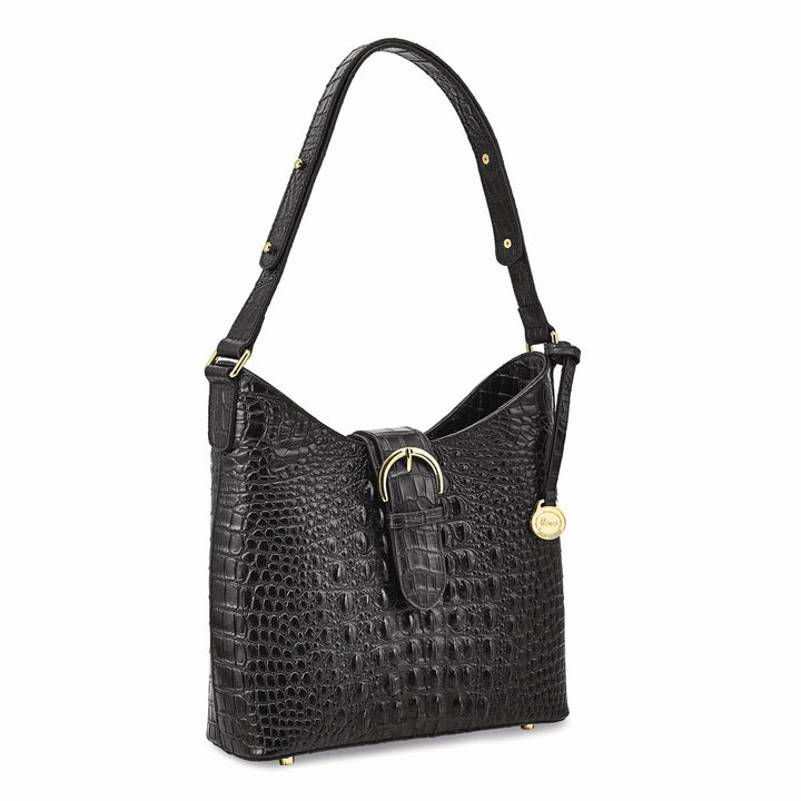Lovely Rita's Handbags, Totes & Wallets Leather Croc Texture Cotton Lining with Removable Center and Side Zip Compartment Two Slip and Pen Pockets Key Fob Metal Feet Black Zip Magnetic Buckle Strap Handbag