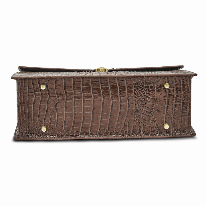 Lovely Rita's Handbags, Totes & Wallets Top Grain Leather Croc Brown Briefcase Messenger Bag