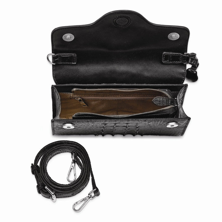Lovely Rita's Handbags, Totes & Wallets Top Grain Leather Croc Texture Black Clutch Crossbody Bag