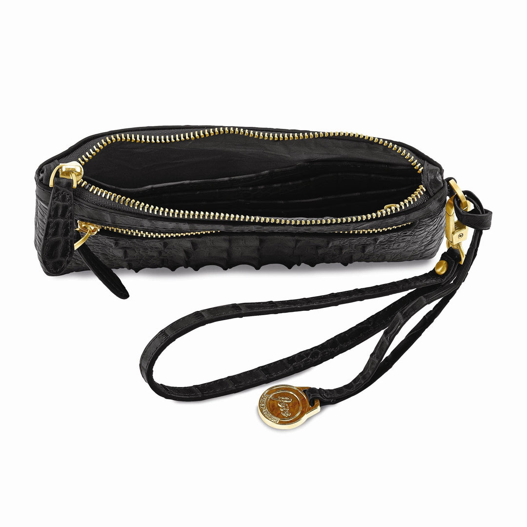 Lovely Rita's Handbags, Totes & Wallets Top Grain Leather Croc Texture Black Clutch Crossbody Bag