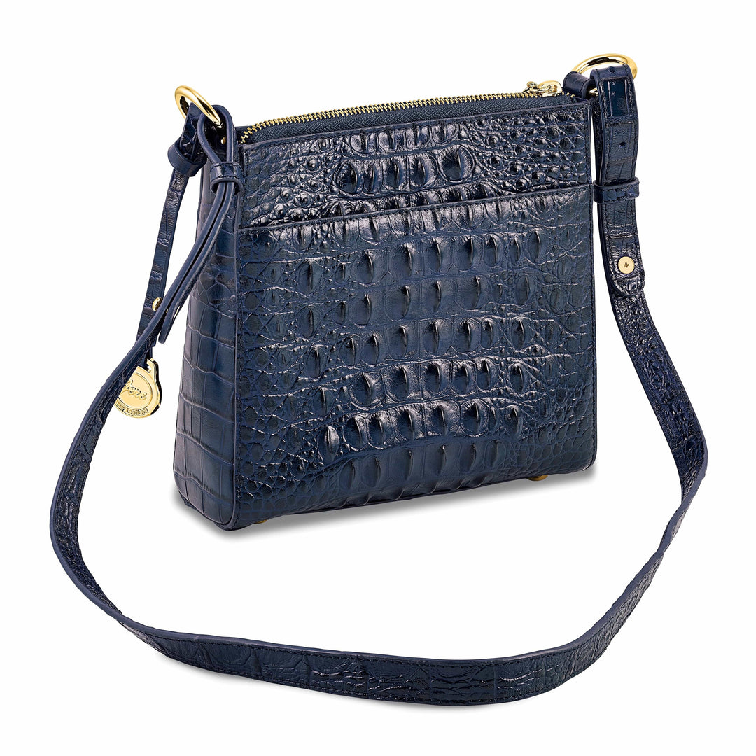Lovely Rita's Handbags, Totes & Wallets Top Grain Leather Croc Texture Navy Blue Organizer Crossbody Bag