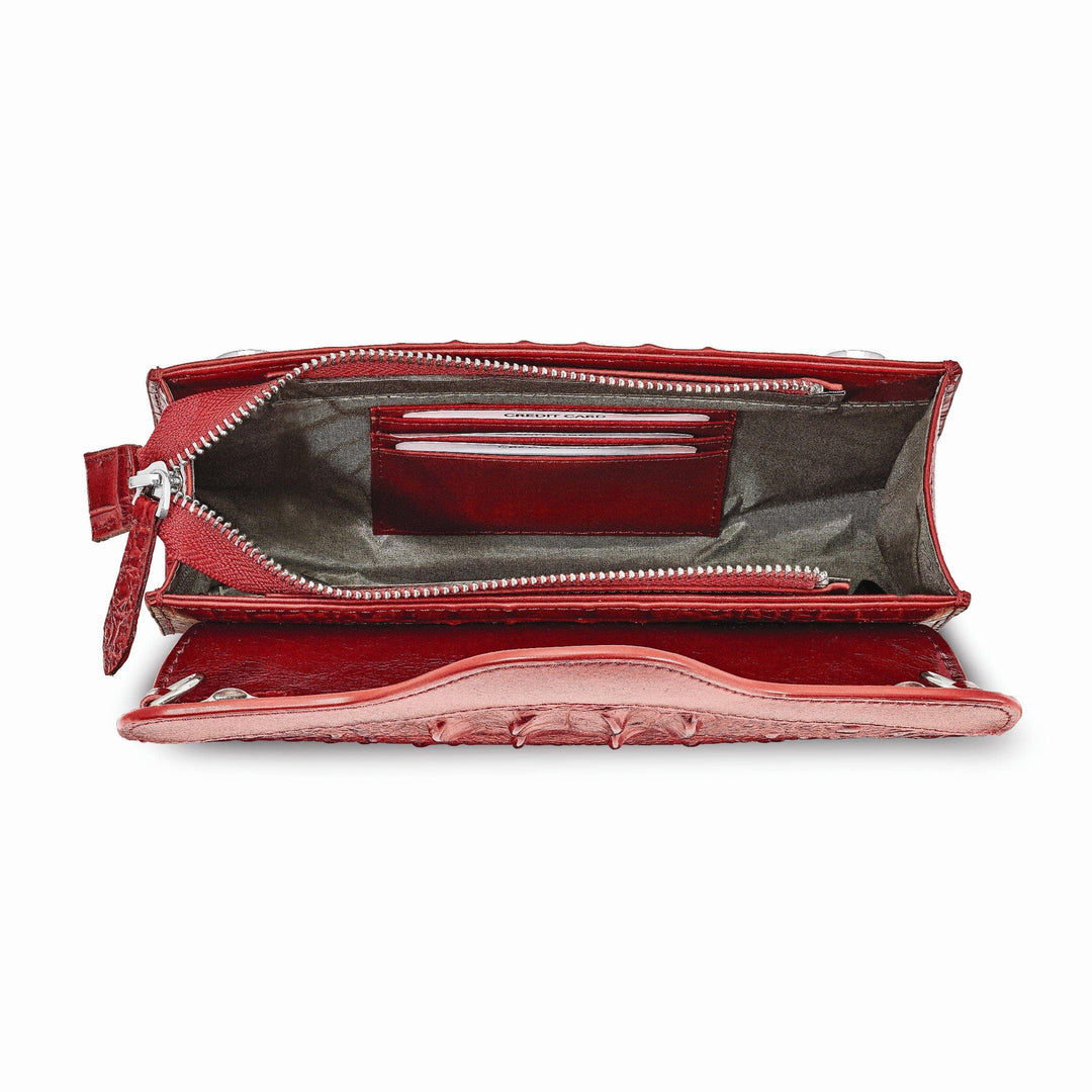 Lovely Rita's Handbags, Totes & Wallets Top Grain Leather Croc Texture Red Clutch Crossbody Bag