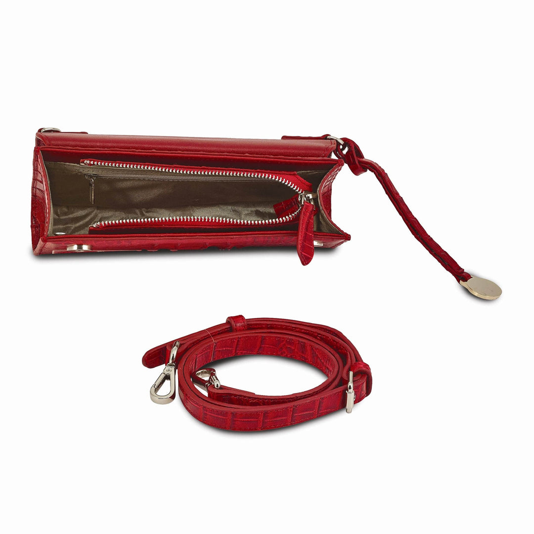 Lovely Rita's Handbags, Totes & Wallets Top Grain Leather Croc Texture Red Clutch Crossbody Bag