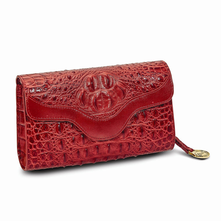 Lovely Rita's Handbags, Totes & Wallets Top Grain Leather Croc Texture Red Clutch Crossbody Bag