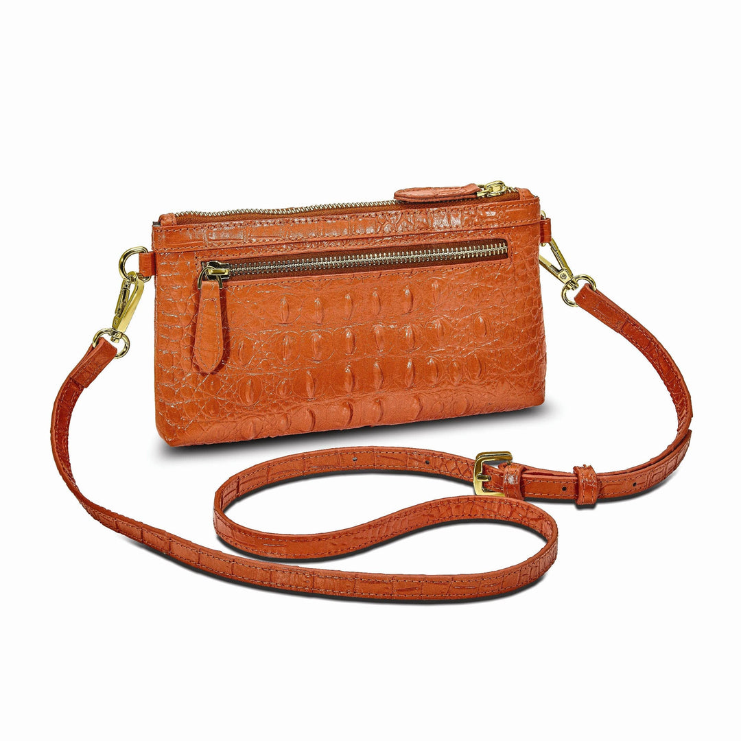 Lovely Rita's Handbags, Totes & Wallets Top Grain Leather Croc Texture RFID Protected Satin Lining Bag
