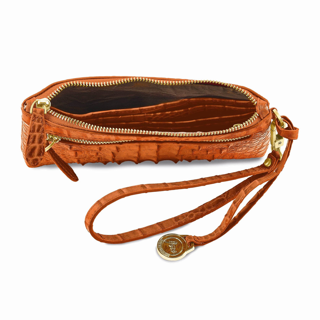 Lovely Rita's Handbags, Totes & Wallets Top Grain Leather Croc Texture RFID Protected Satin Lining Bag