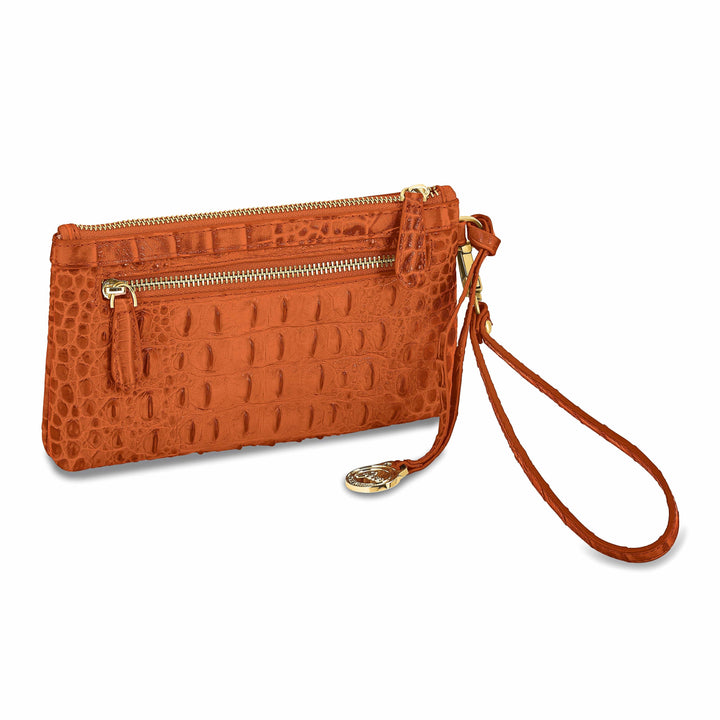 Lovely Rita's Handbags, Totes & Wallets Top Grain Leather Croc Texture RFID Protected Satin Lining Bag