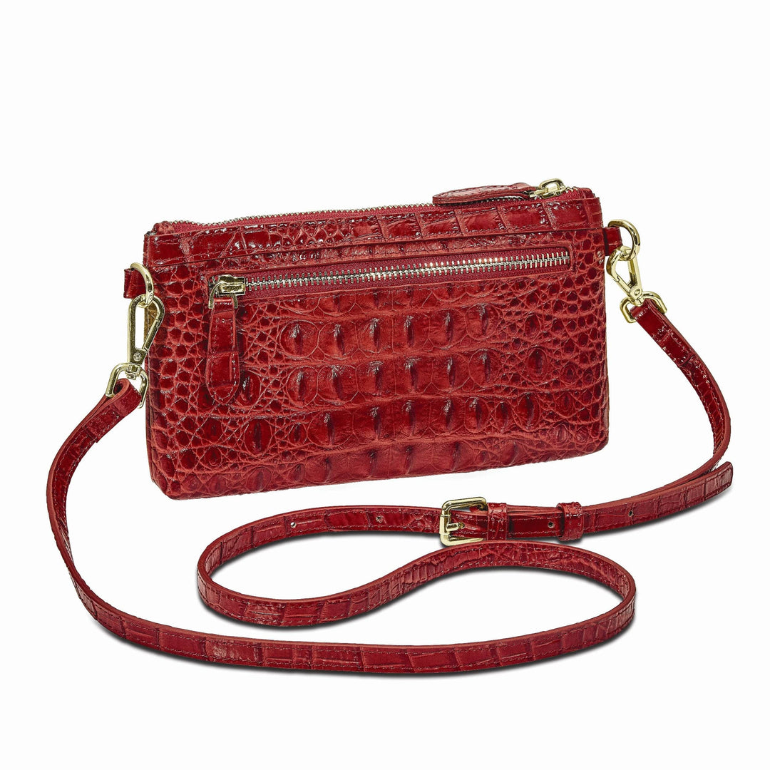 Lovely Rita's Handbags, Totes & Wallets Top Grain Red Leather Croc Texture Bag