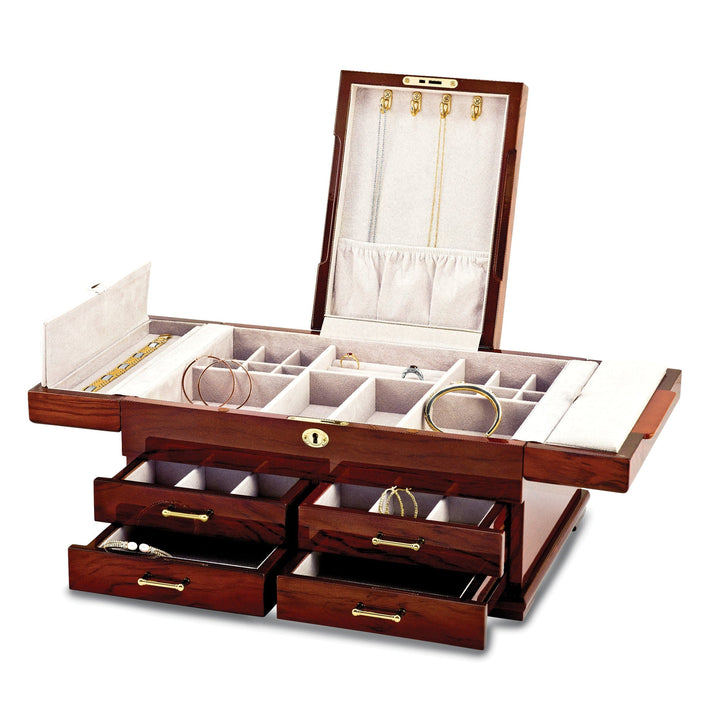 Jere Collection Jewelry Box Bubinga Veneer with Mapa Burl Inlay Jewelry Box