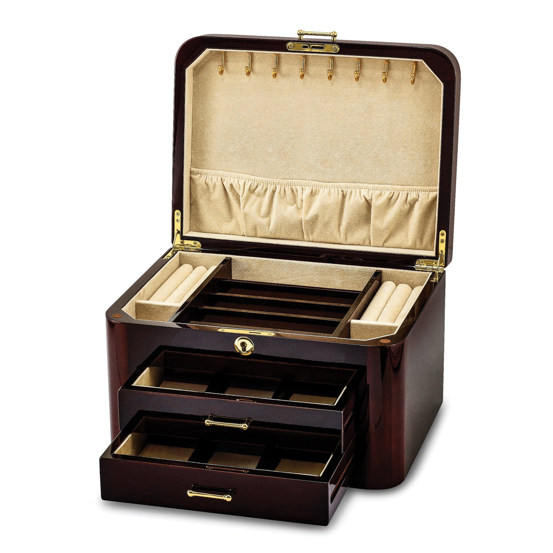 Jere Collection Jewelry Box Burgundy Bubinga Wood 2 Drawers Jewelry Box
