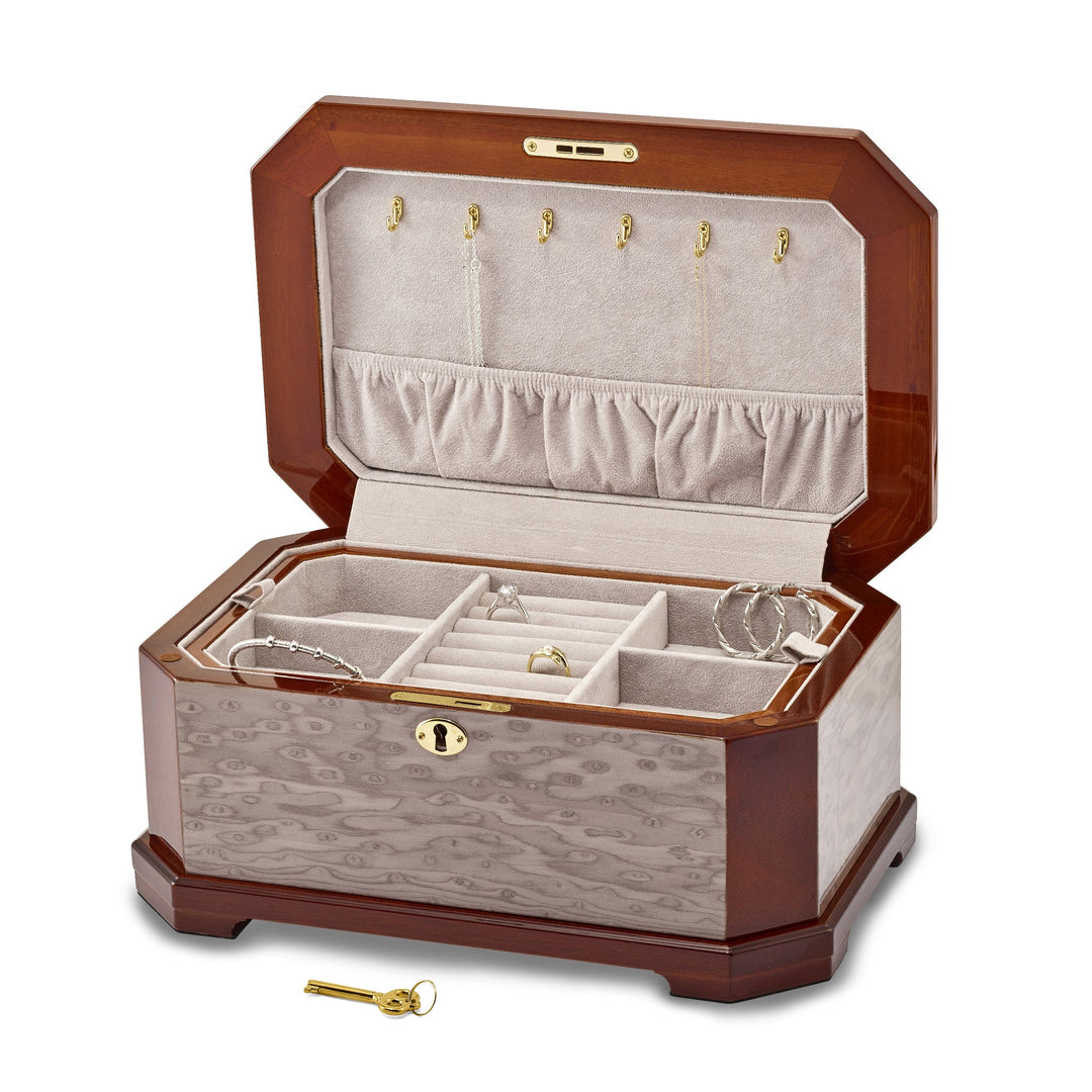 Lovely Rita's Jewelry Box Cat Eye Burl Blue Red Inlay Jewelry Box