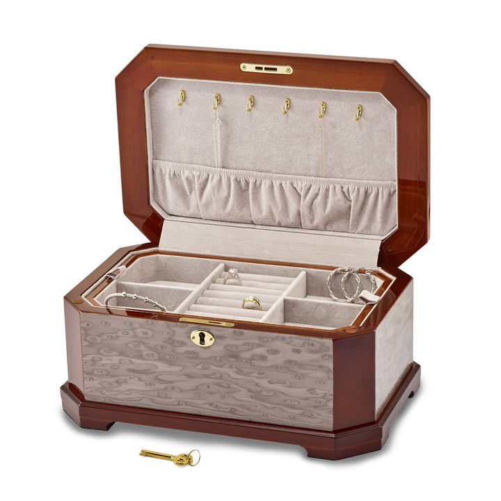 Lovely Rita's Jewelry Box Cat Eye Burl Blue Red Inlay Jewelry Box