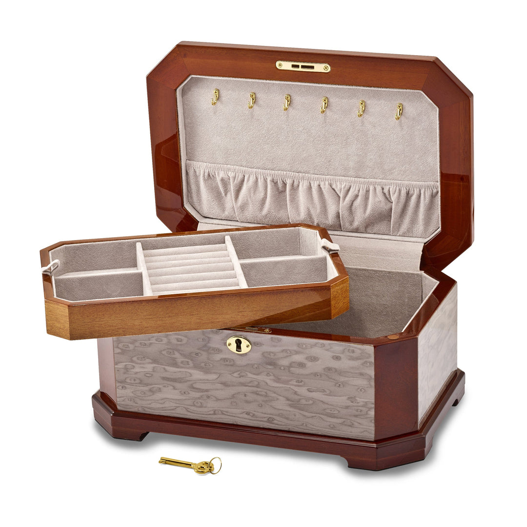 Lovely Rita's Jewelry Box Cat Eye Burl Blue Red Inlay Jewelry Box