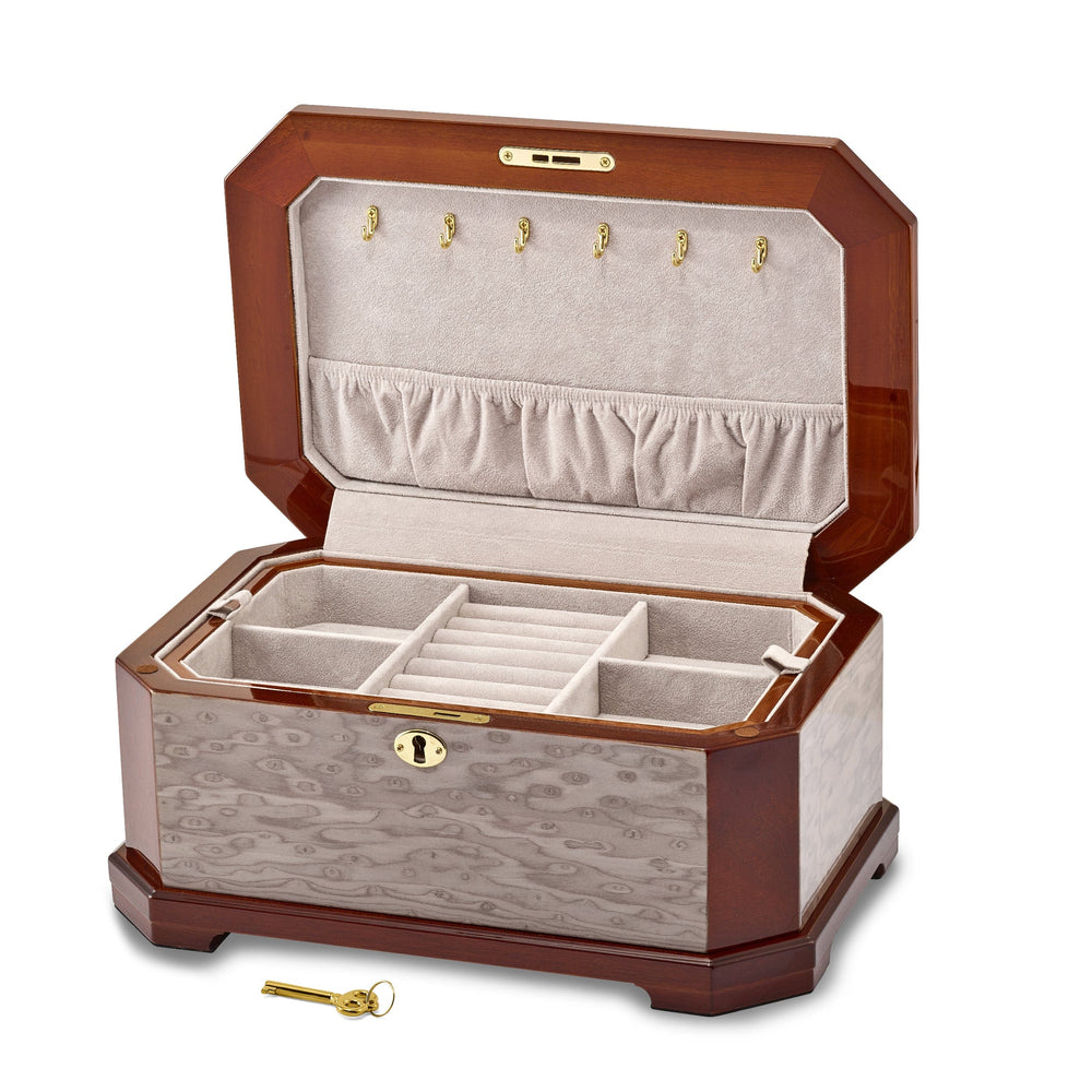 Lovely Rita's Jewelry Box Cat Eye Burl Blue Red Inlay Jewelry Box