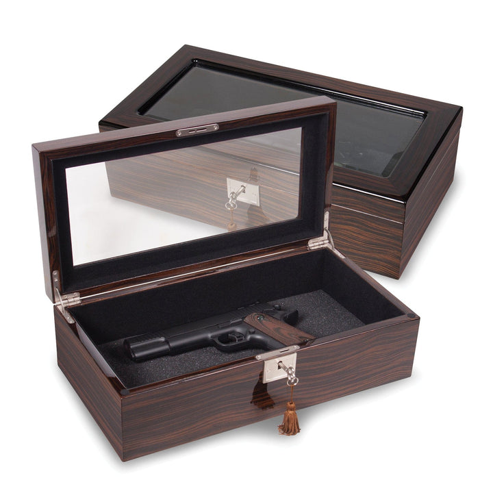 Lovely Rita's Jewelry Box Ebony Wood Veneer Glass Window Multi Use Box
