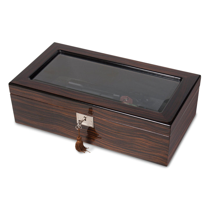 Lovely Rita's Jewelry Box Ebony Wood Veneer Glass Window Multi Use Box