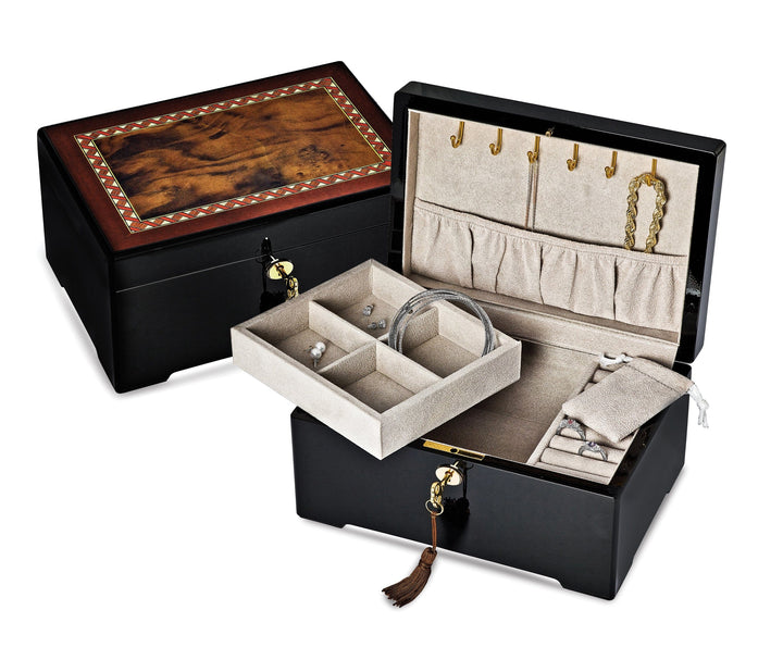 Jere Collection Jewelry Box Italian Inlaid Wood lock and key Jewelry Box