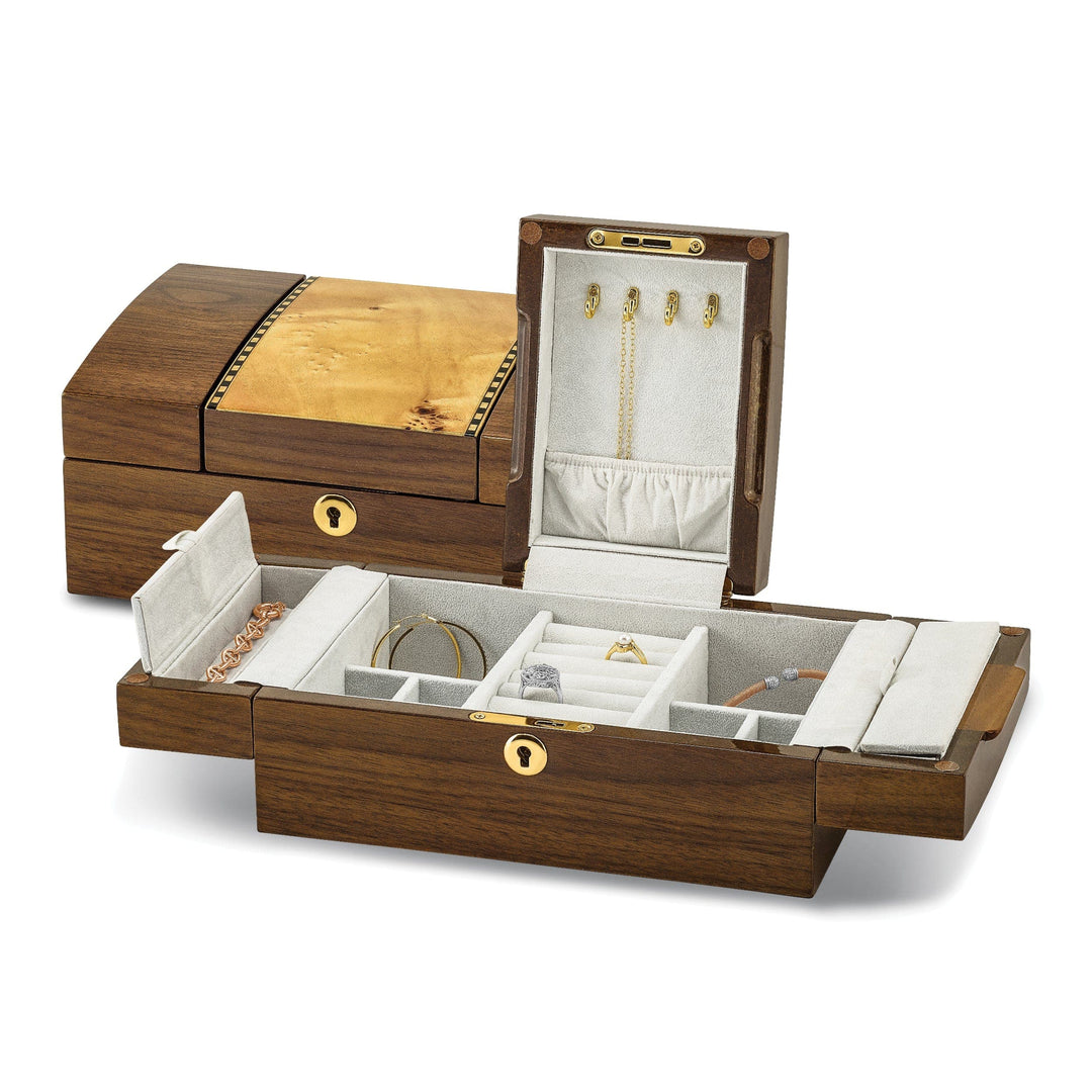 Jere Collection Jewelry Box Mapa Walnut Burlwood Veneer Jewelry Box