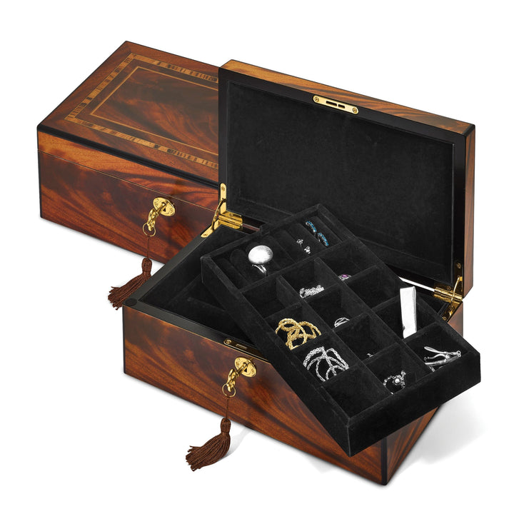 Jere Collection Jewelry Box Tiger wood veneer matte finish jewelry box