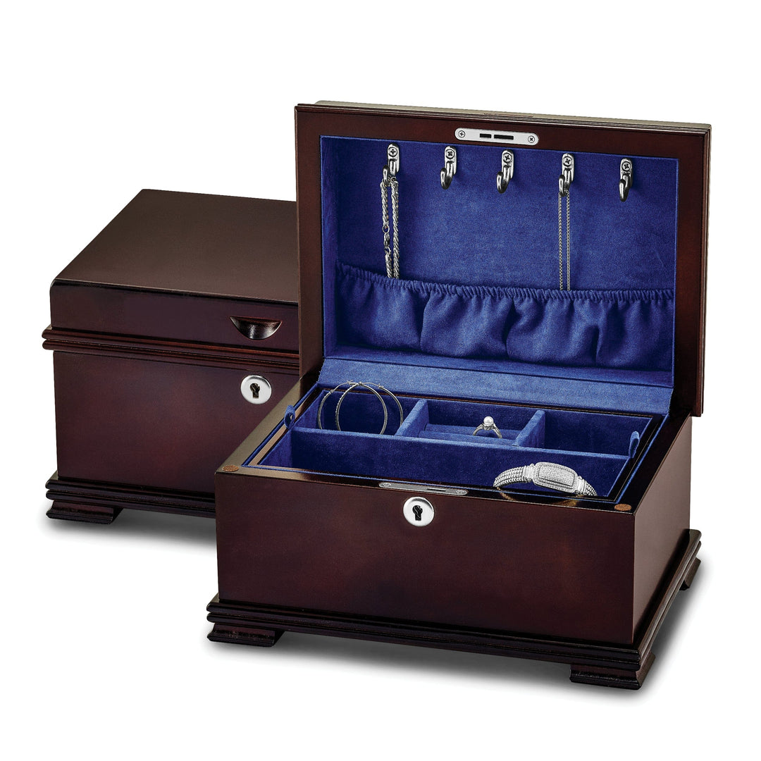 Jere Collection Jewelry Chest Cherry Finish Bubinga Veneer Tray Jewelry Chest