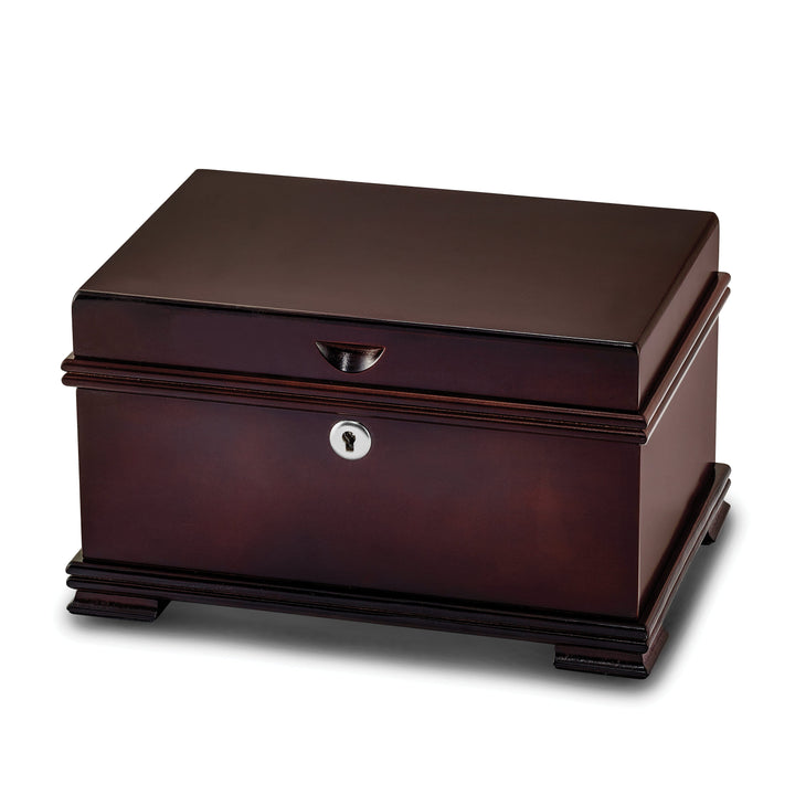 Jere Collection Jewelry Chest Cherry Finish Bubinga Veneer Tray Jewelry Chest