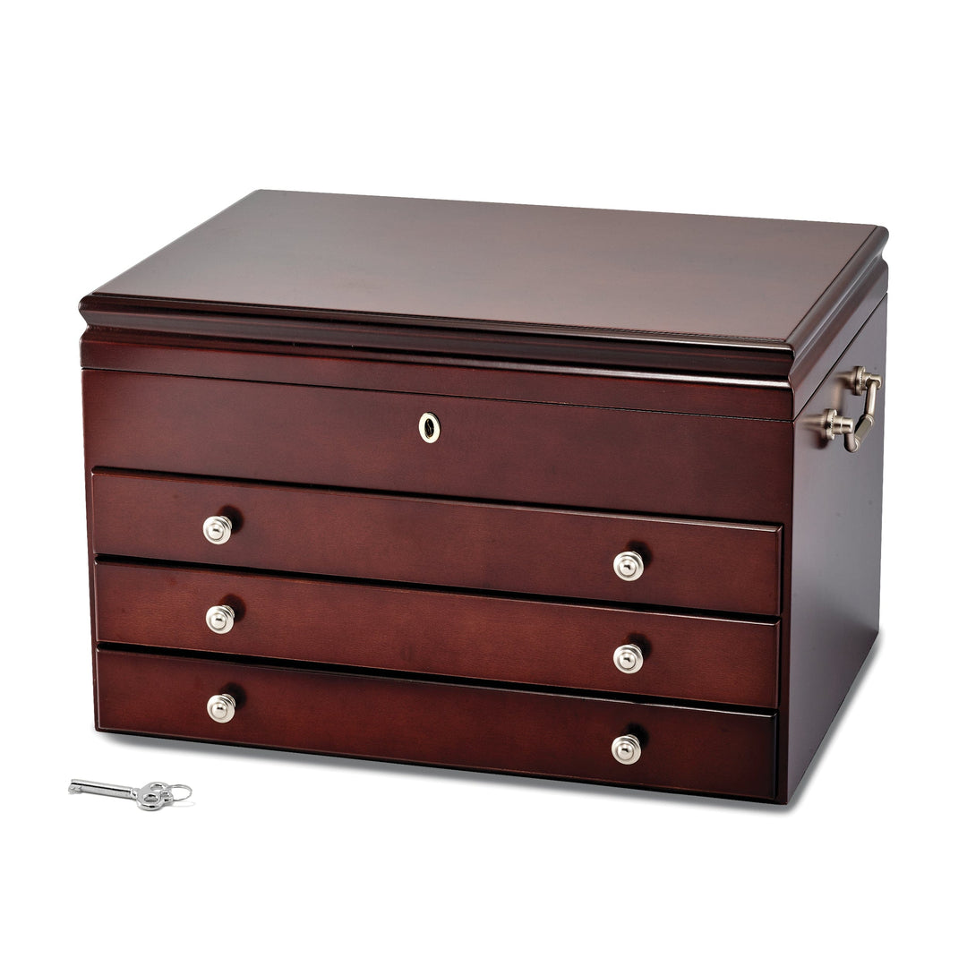 Lovely Rita's Jewelry Chest Cherry Finish Veneer 3-drawer Jewelry Chest
