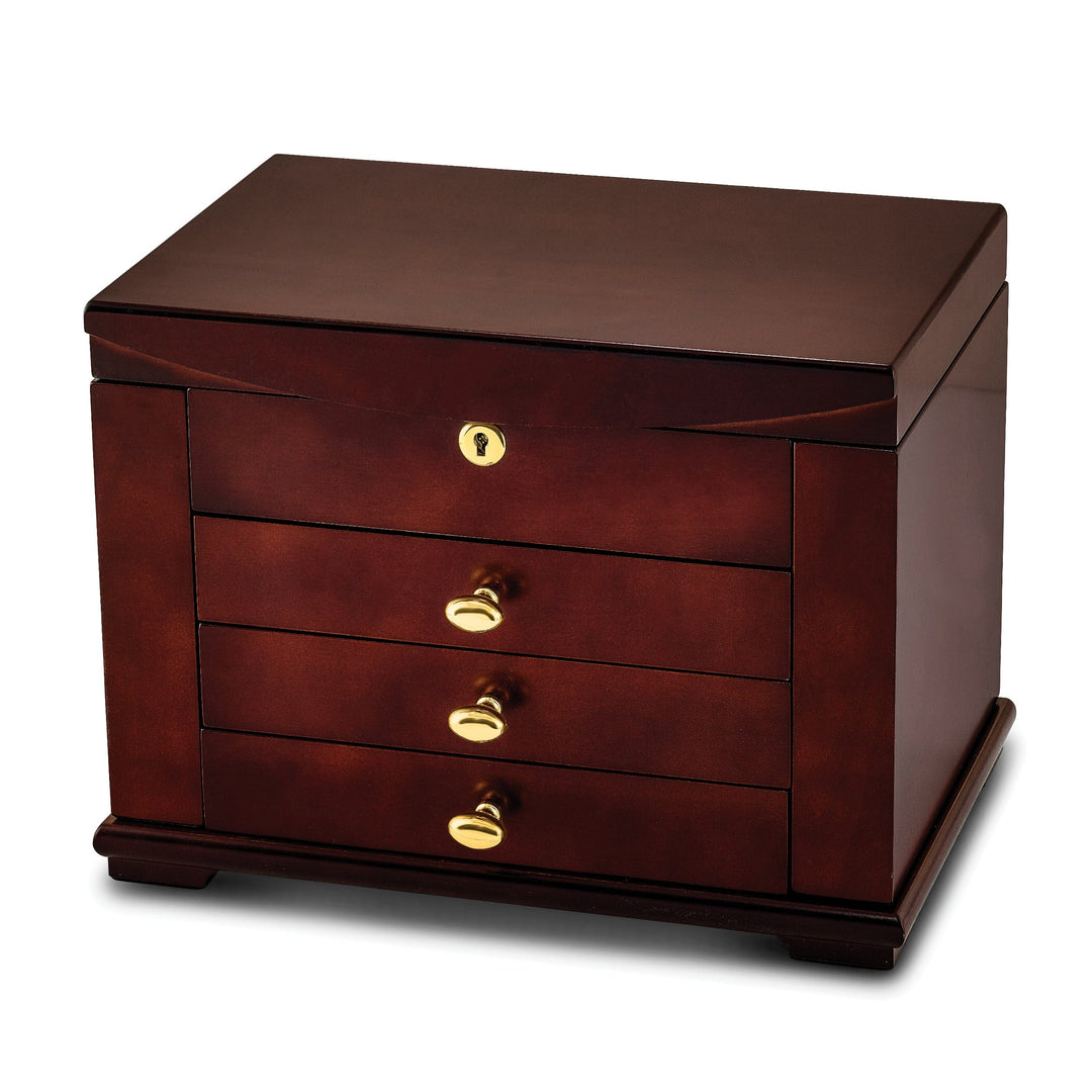 Jere Collection Jewelry Chest Cherry Finish Veneer Jewelry Chest Side Doors