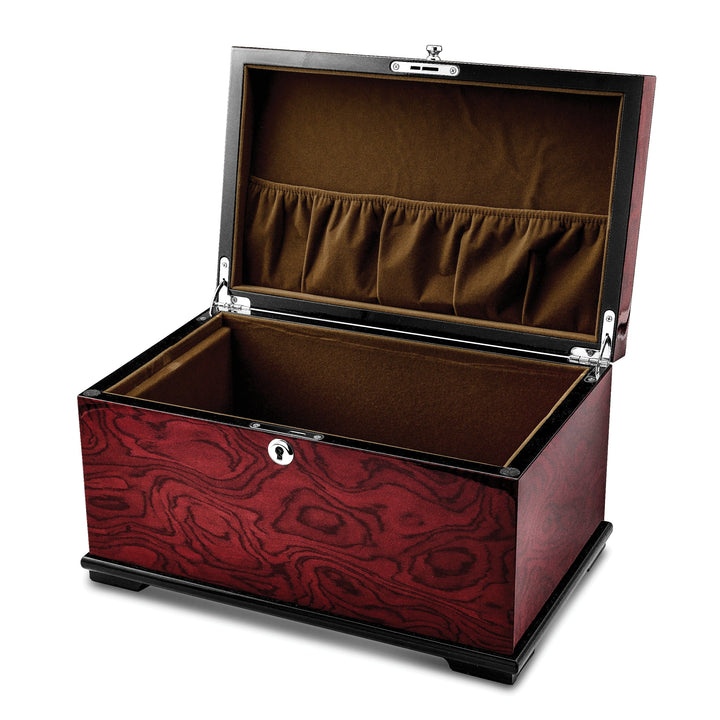 Lovely Rita's Keepsake Box Dark Mapa Veneer with Mother of Pearl Inlay Velveteen Lining Locking Memorial Keepsake Box