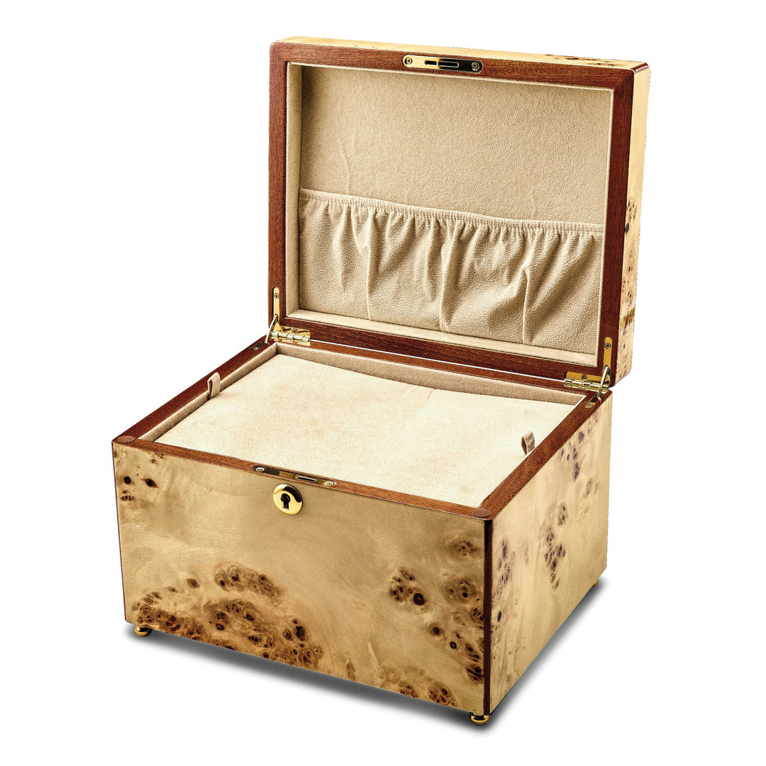 Lovely Rita's Keepsake Box Luxury Giftware Mapa Burlwood Veneer High Gloss Finish Locking Suede (Faux) Lining Memorial Keepsake Box
