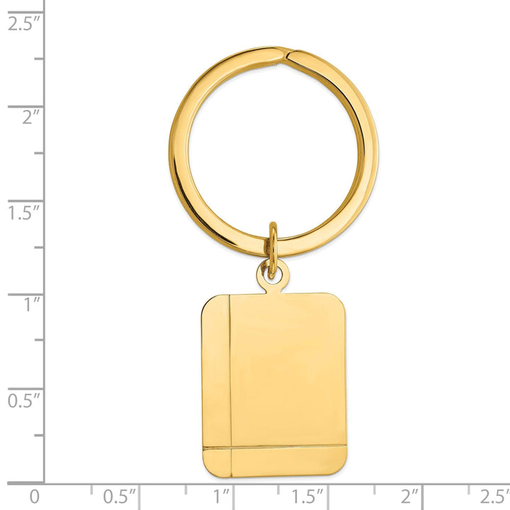 Lovely Rita's Key Ring 14k Yellow Gold Solid Rectangle Design Key Ring.