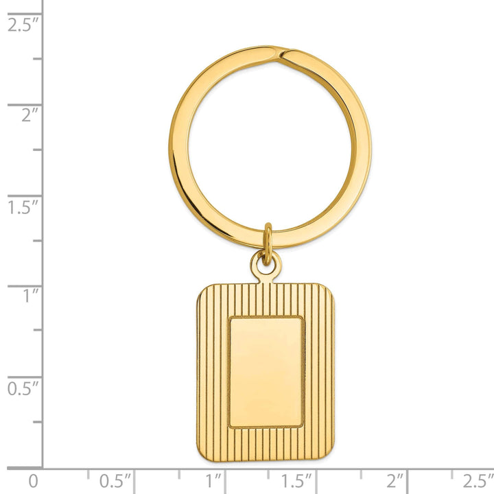 Lovely Rita's Key Ring 14k Yellow Gold Solid Rectangle Design Key Ring.