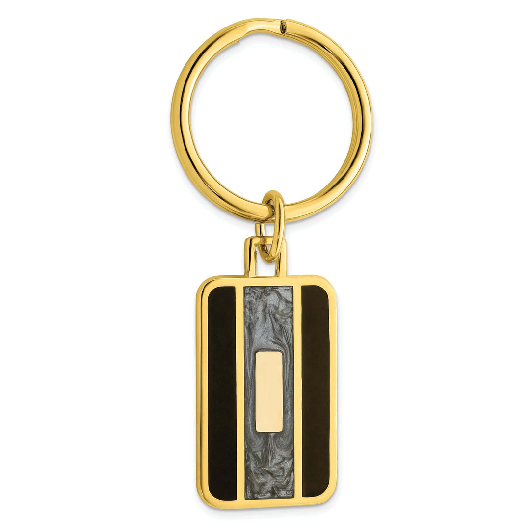 Jere Collection Key Ring Gold Plated Black Grey Colored Key Ring