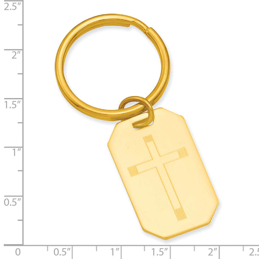 Kelly Waters Key Ring Gold Plated Cross Engravable Key Ring