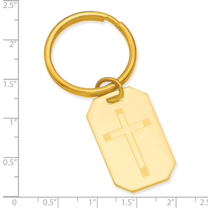 Kelly Waters Key Ring Gold Plated Cross Engravable Key Ring