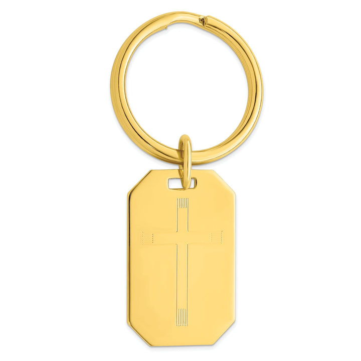 Kelly Waters Key Ring Gold Plated Cross Engravable Key Ring