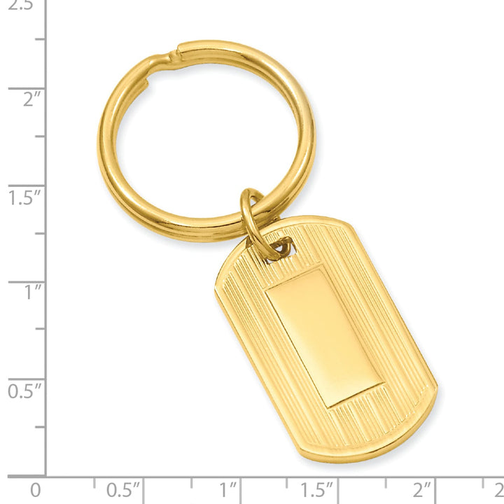 Jere Collection Key Ring Gold Plated Etched Lines Key Ring