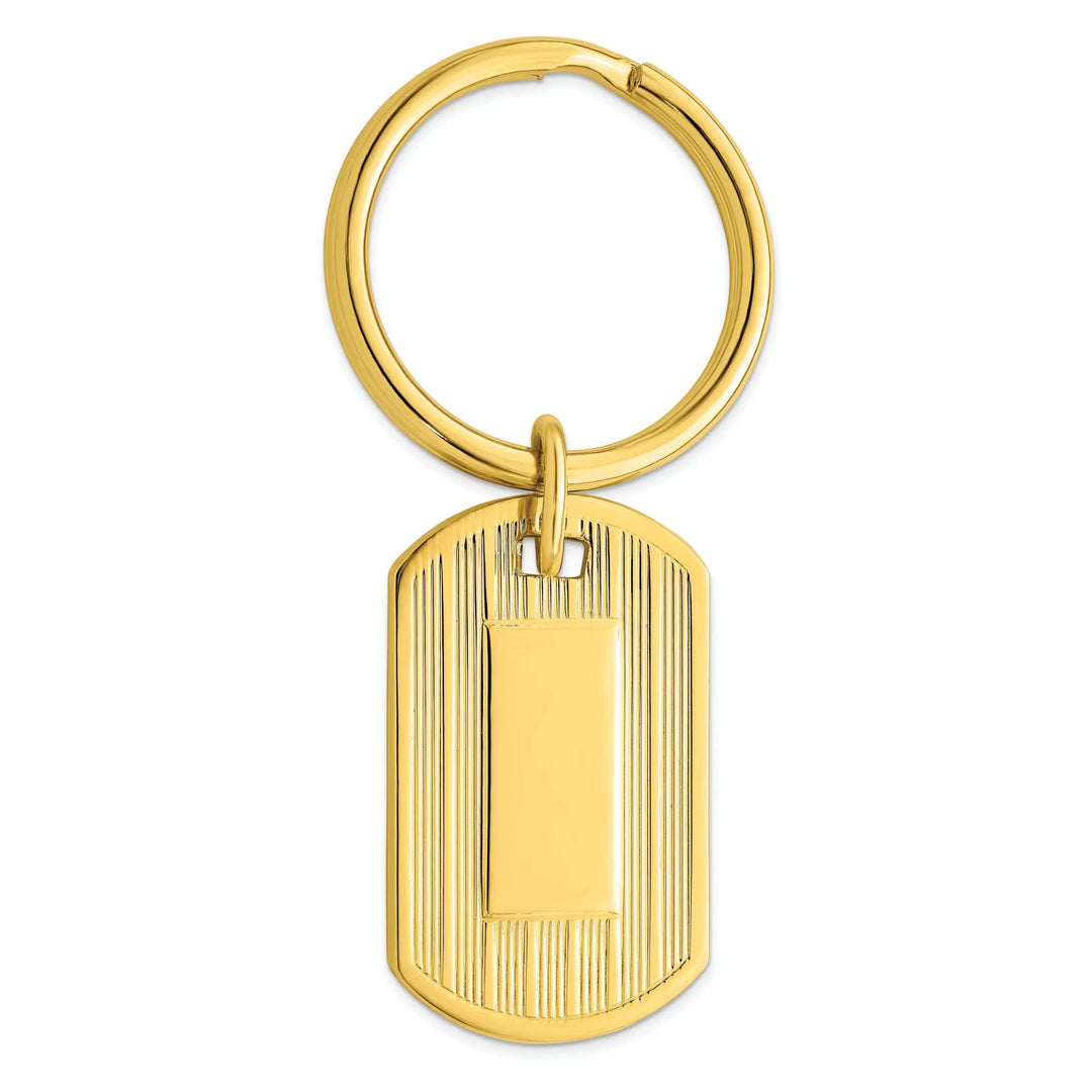 Jere Collection Key Ring Gold Plated Etched Lines Key Ring
