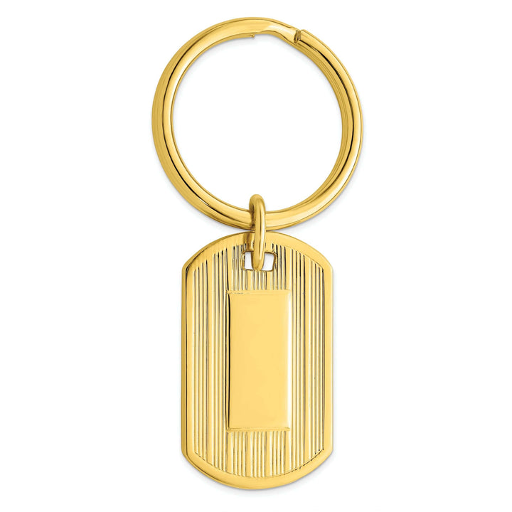 Jere Collection Key Ring Gold Plated Etched Lines Key Ring