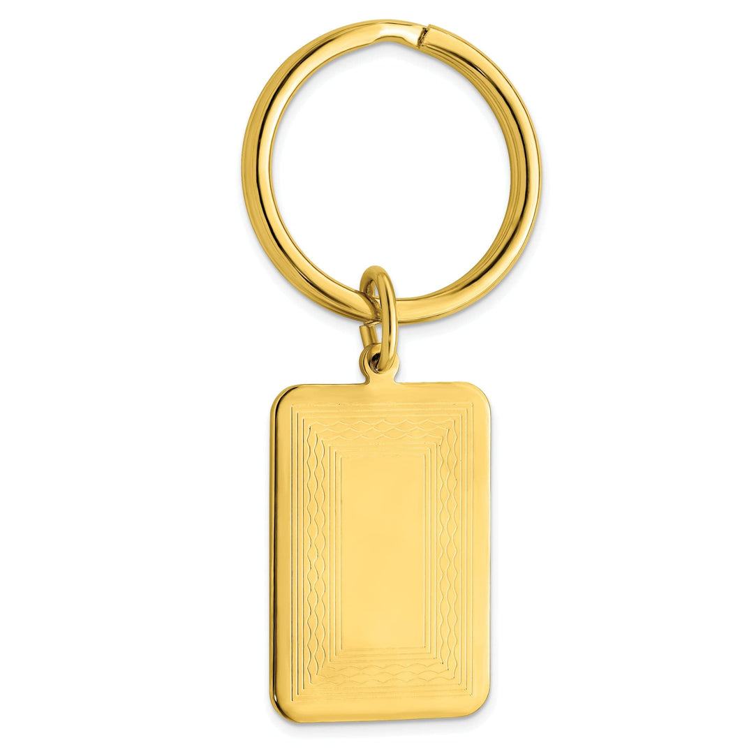 Jere Collection Key Ring Gold Plated Patterned Border Key Ring