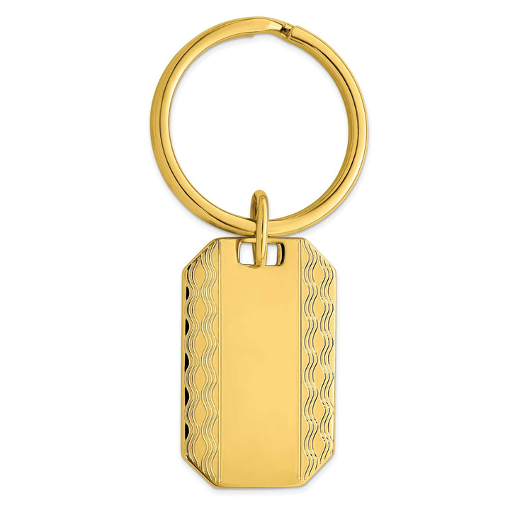 Jere Collection Key Ring Gold Plated Patterned Edge Key Ring