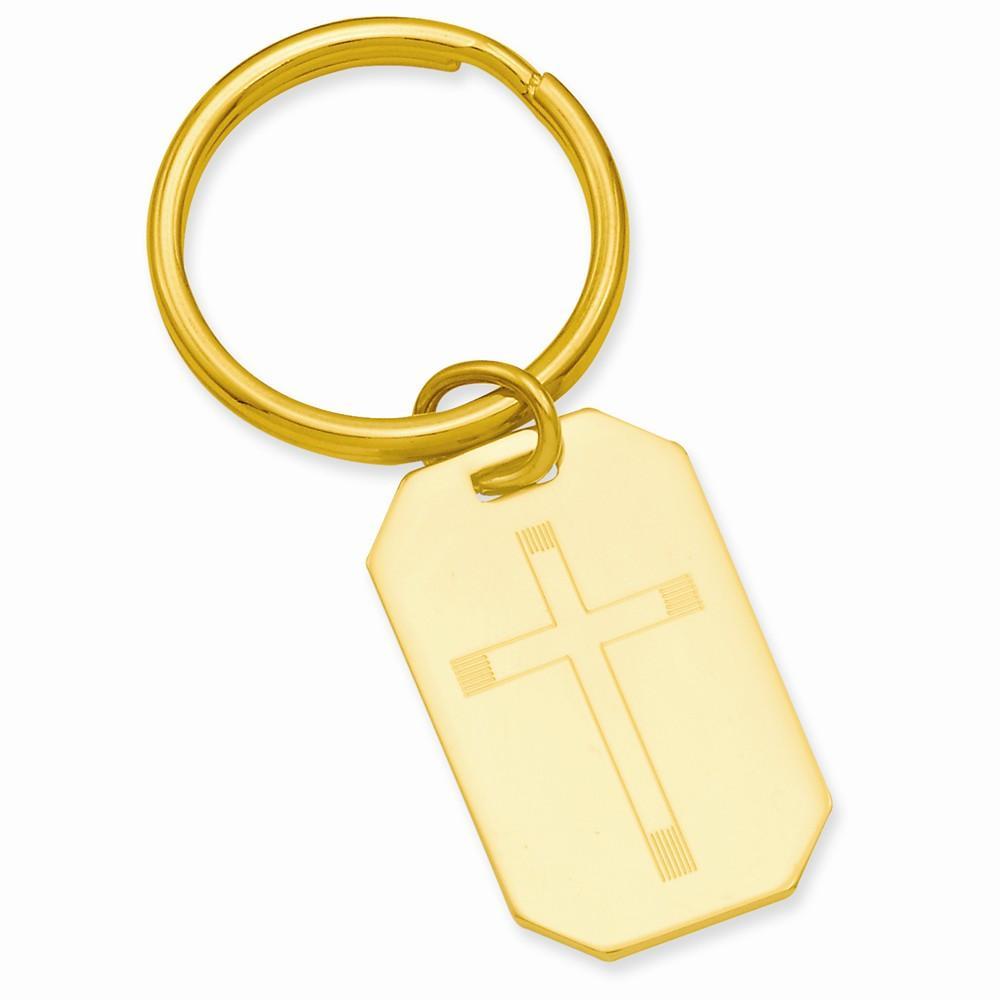 Kelly Waters Key Ring No Engraving Gold Plated Cross Engravable Key Ring