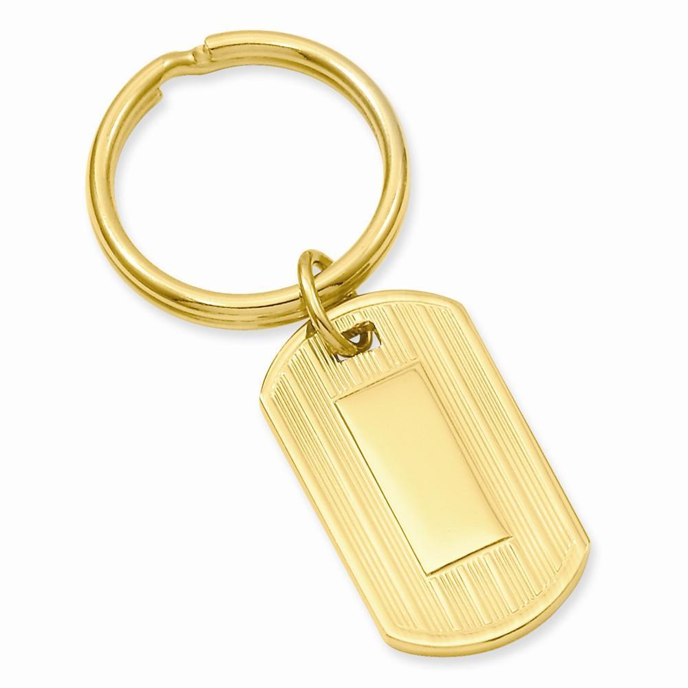 Jere Collection Key Ring No Engraving Gold Plated Etched Lines Key Ring