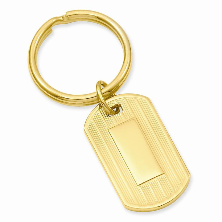 Jere Collection Key Ring No Engraving Gold Plated Etched Lines Key Ring