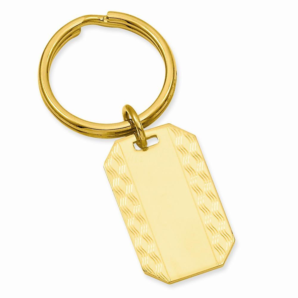 Jere Collection Key Ring No Engraving Gold Plated Patterned Edge Key Ring