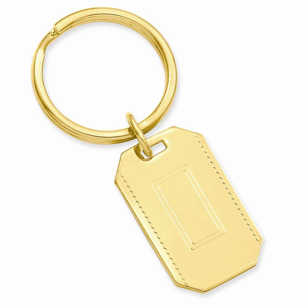 Jere Collection Key Ring No Engraving Gold Plated with Engraveable Area Key Ring