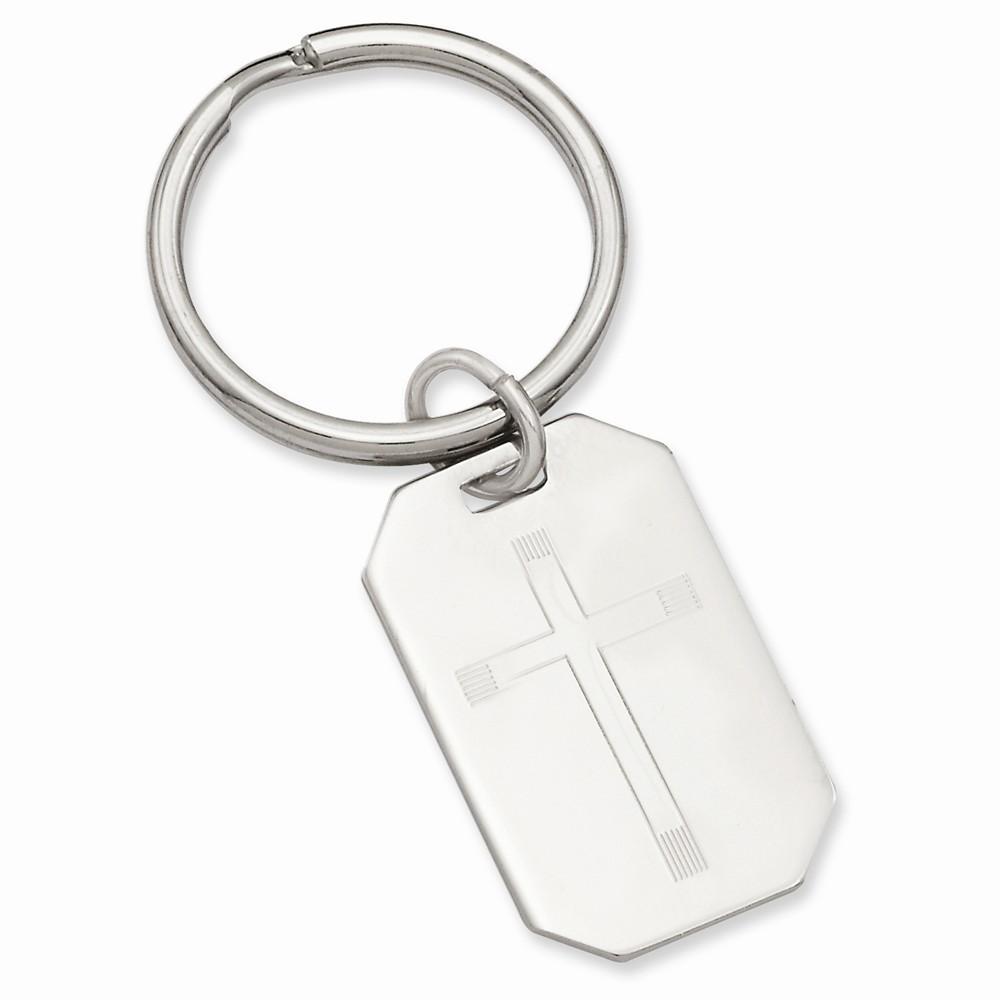 Kelly Waters Key Ring No Engraving Rhodium Plated Cross Engravable Key Ring