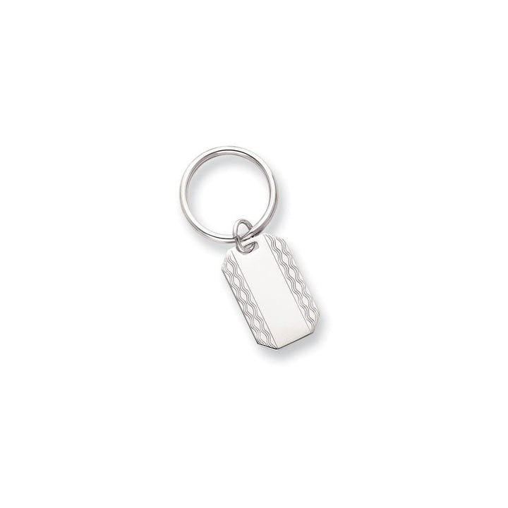 Jere Collection Key Ring No Engraving Rhodium Plated Patterned Edge Key Ring
